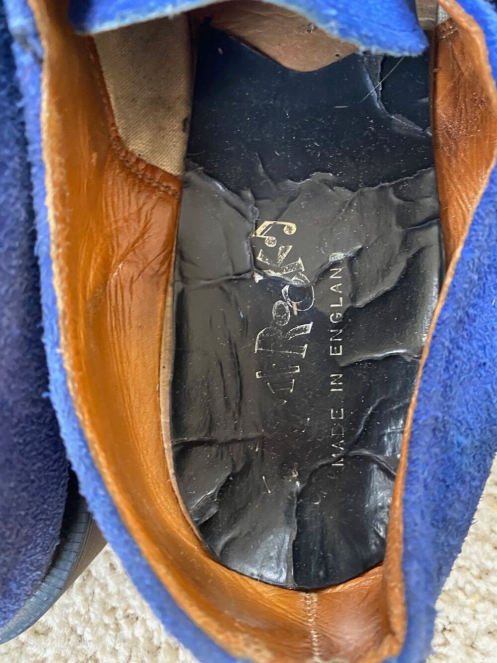 Rare Vtg Dr Martens Made in England Blue Suede Monk Strap Creepers UK 8 US 9 - Picture 11 of 14